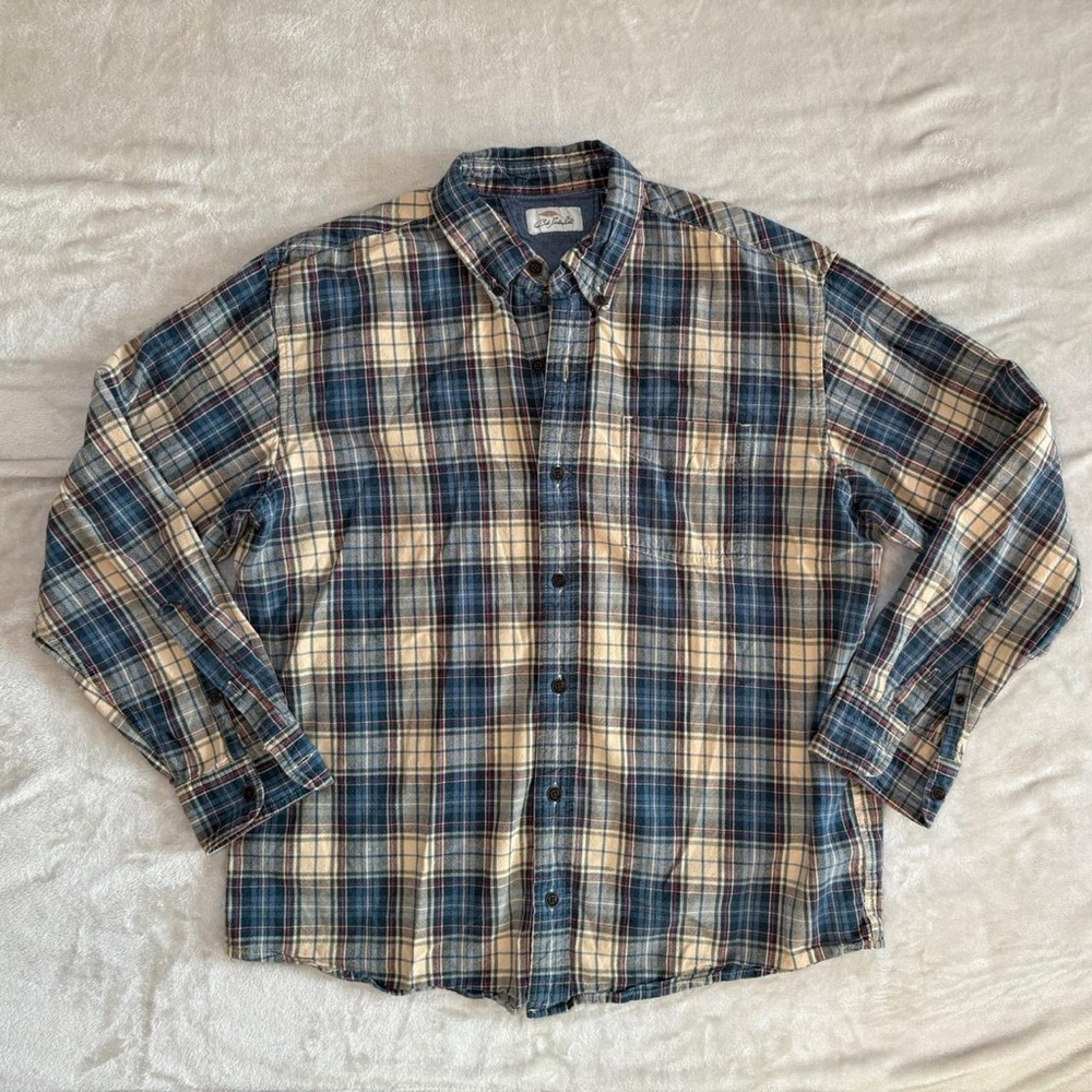 Bob Timberlake cotton yellow and blue plaid button up long sleeved shirt
